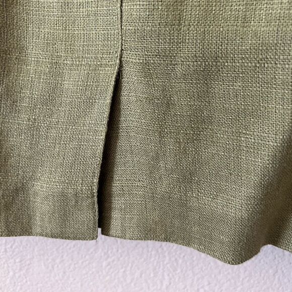 Halston Vintage Olive Flax Blend Skirt - Picture 3 of 6